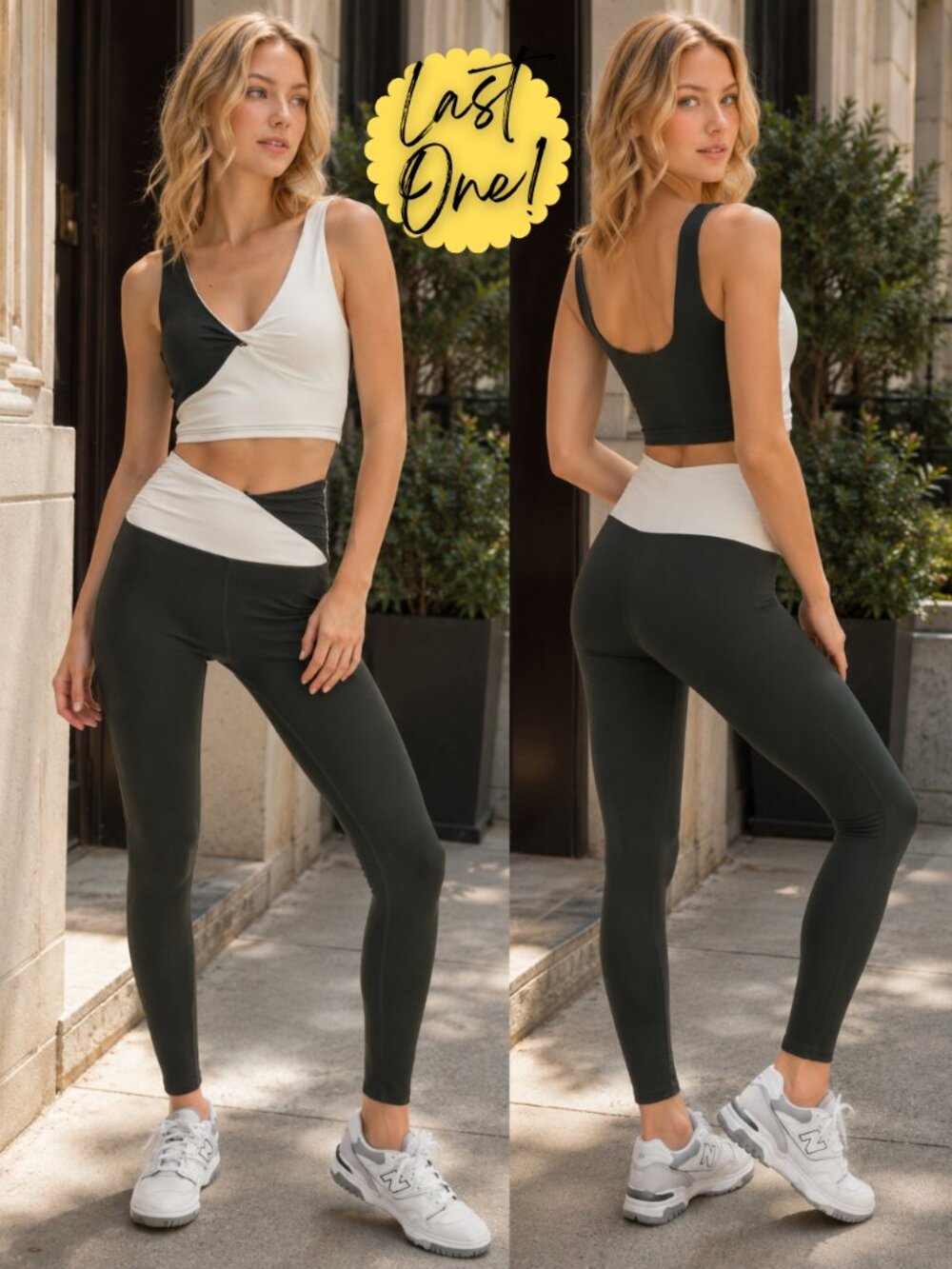Jaclyn Color Block Front-Twist Top + Legging Set